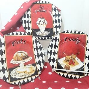 Set of Decorative Dessert Plates and Polka Dot Tablecloth. SALE BUNDLE